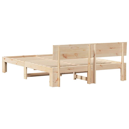 vidaXL Bed Frame with Headboard Natural 140 x 200 cm Solid Pine Wood