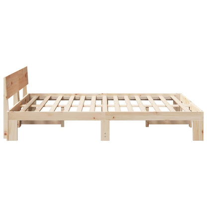 vidaXL Bed Frame with Headboard Natural 140 x 200 cm Solid Pine Wood