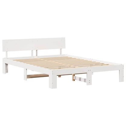 vidaXL Bed Frame with Headboard White 140 x 200 cm Solid Pine Wood