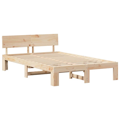 vidaXL Bed Frame with Headboard Natural 120 x 200 cm Solid Pine Wood
