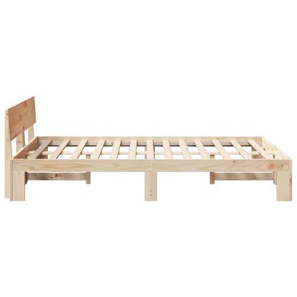 vidaXL Bed Frame with Headboard Natural 120 x 200 cm Solid Pine Wood