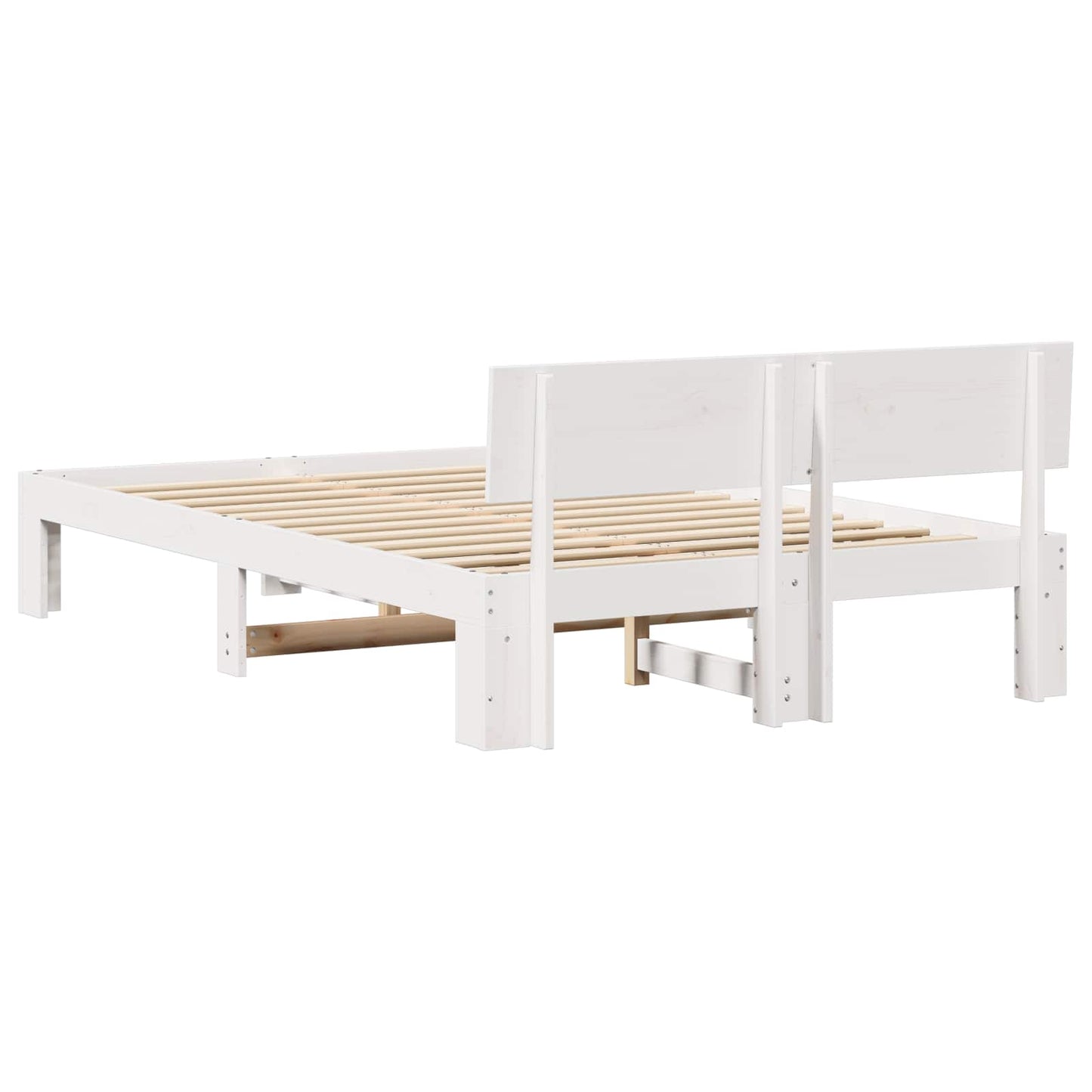 vidaXL Bed Frame with Headboard White 120 x 200 cm Solid Pine Wood