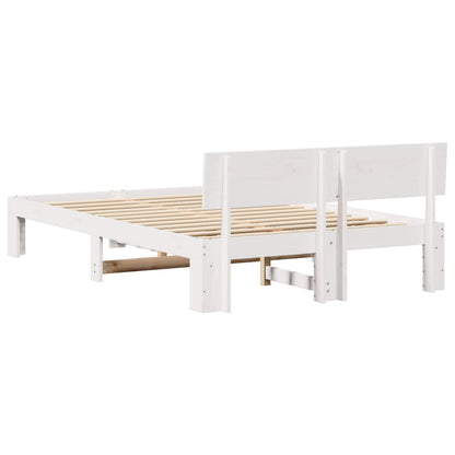 vidaXL Bed Frame with Headboard White 120 x 200 cm Solid Pine Wood