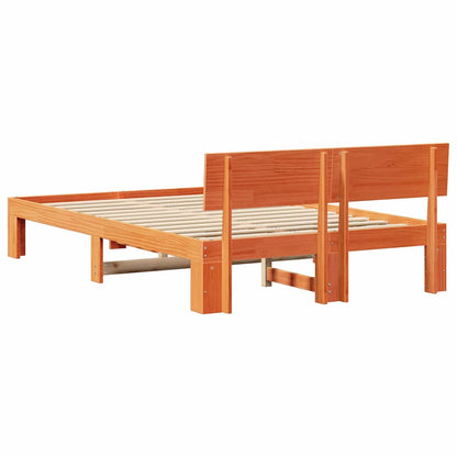 vidaXL Bed Frame with Headboard Wax Brown 140 x 190 cm Solid Pine Wood