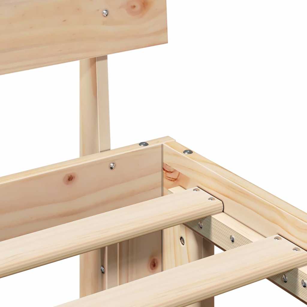 vidaXL Bed Frame with Headboard Natural 135 x 190 cm Solid Pine Wood
