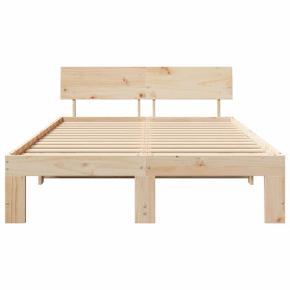 vidaXL Bed Frame with Headboard Natural 120 x 190 cm Solid Pine Wood