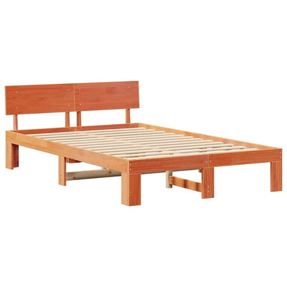 vidaXL Bed Frame with Headboard Wax Brown 120 x 190 cm Solid Pine Wood