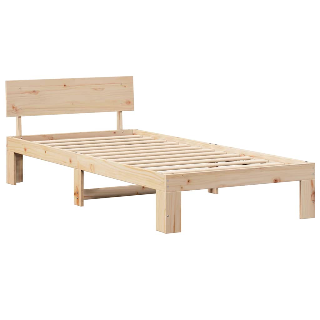 vidaXL Bed Frame with Headboard Natural 100 x 200 cm Solid Pine Wood