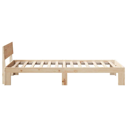 vidaXL Bed Frame with Headboard Natural 100 x 200 cm Solid Pine Wood