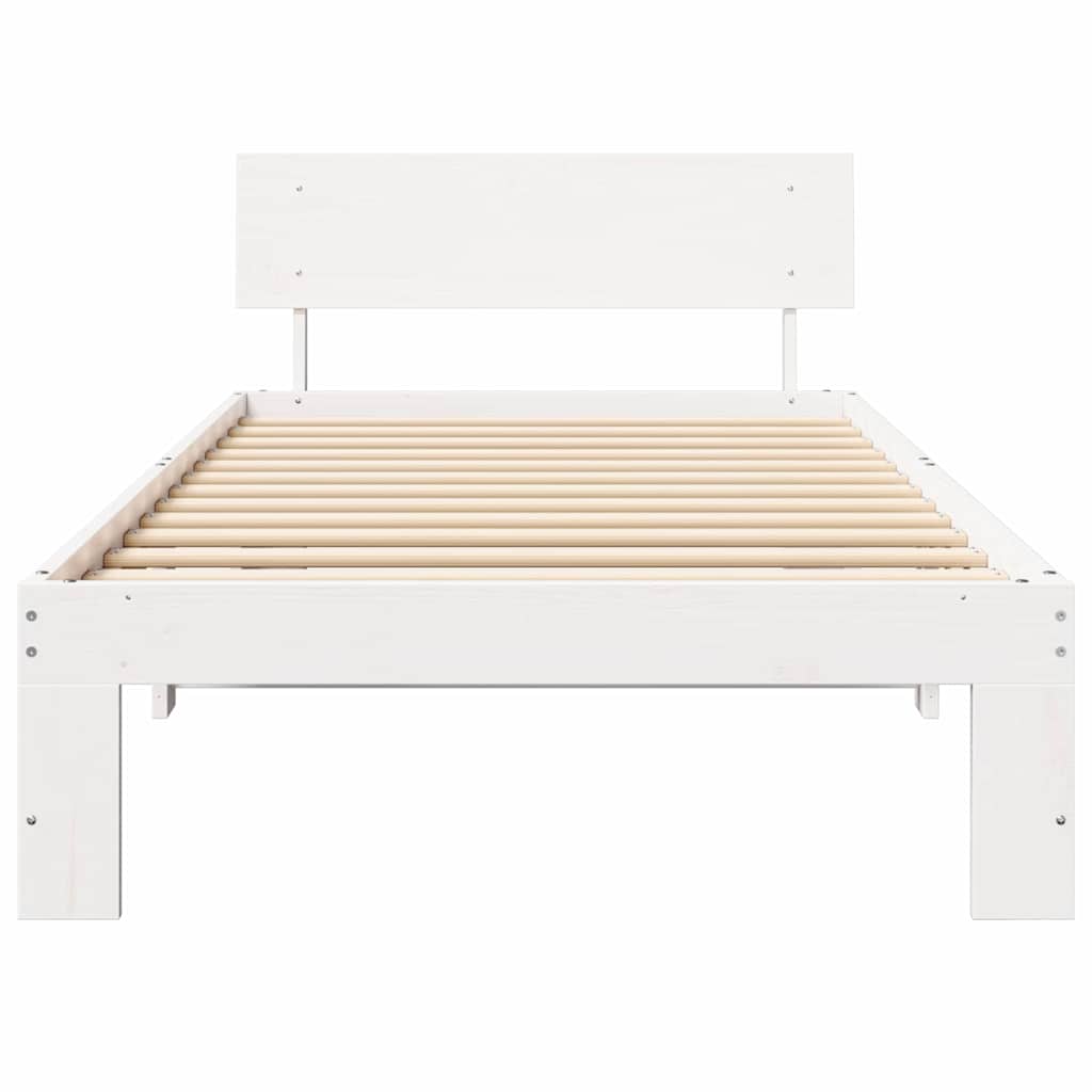 vidaXL Bed Frame with Headboard White 100 x 200 cm Solid Pine Wood