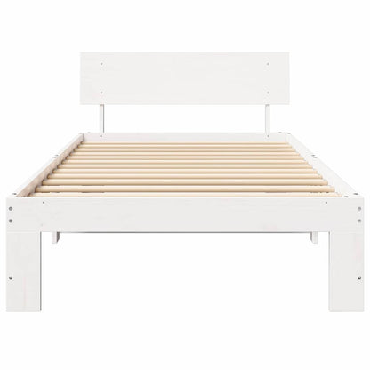 vidaXL Bed Frame with Headboard White 100 x 200 cm Solid Pine Wood