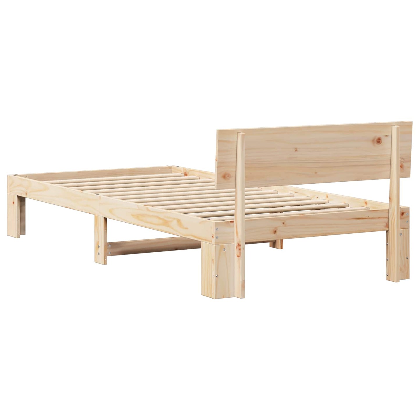 vidaXL Bed Frame with Headboard Natural 90 x 200 cm Solid Pine Wood