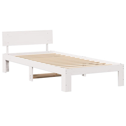 vidaXL Bed Frame with Headboard White 90 x 200 cm Solid Pine Wood