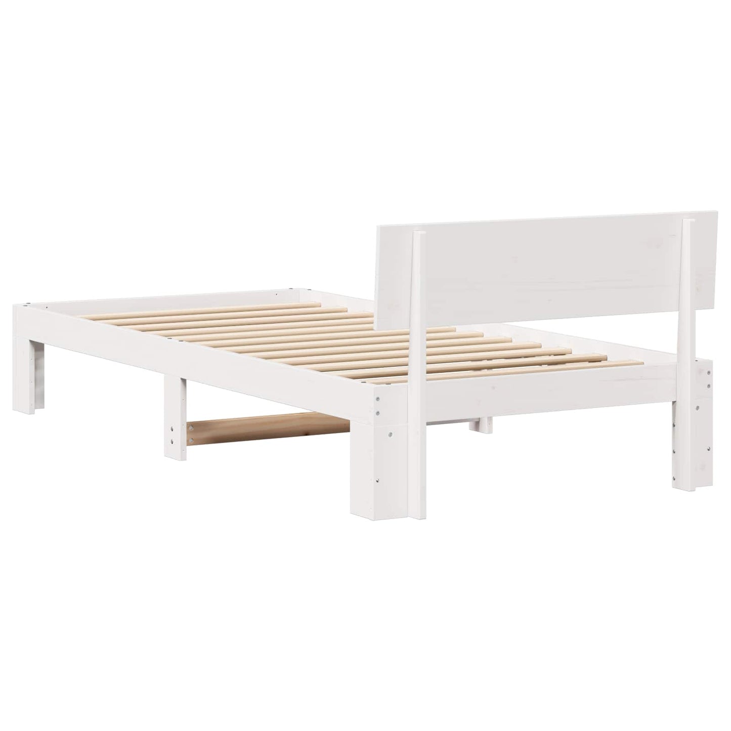 vidaXL Bed Frame with Headboard White 90 x 200 cm Solid Pine Wood