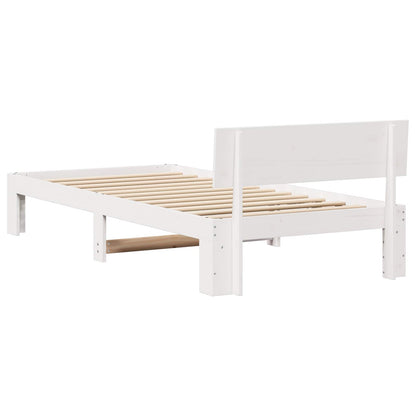 vidaXL Bed Frame with Headboard White 90 x 200 cm Solid Pine Wood