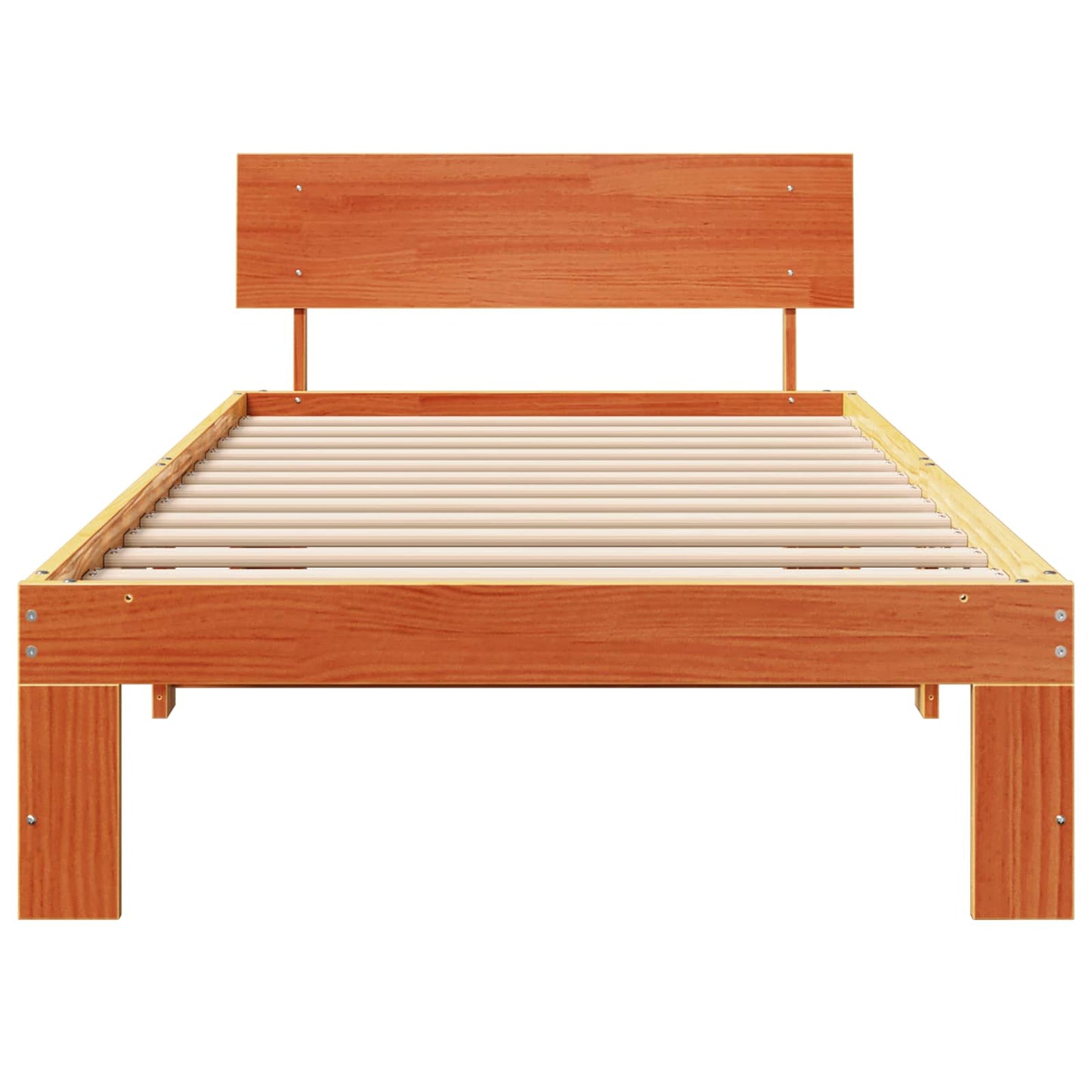 vidaXL Bed Frame with Headboard Wax Brown 90 x 200 cm Solid Pine Wood