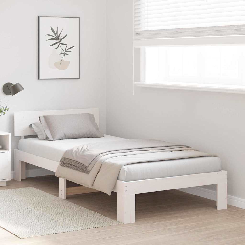 vidaXL Bed Frame with Headboard White 80 x 200 cm Solid Pine Wood