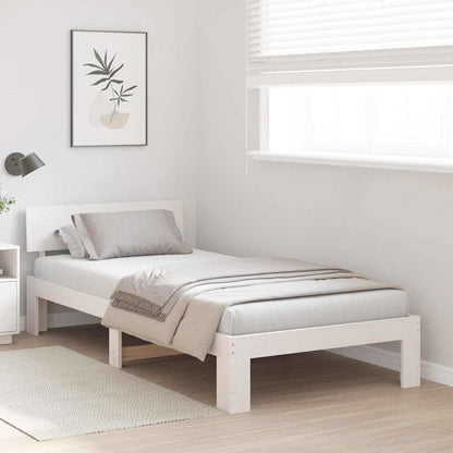 vidaXL Bed Frame with Headboard White 80 x 200 cm Solid Pine Wood