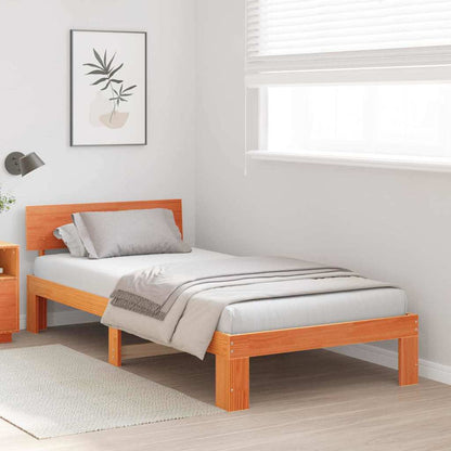 vidaXL Bed Frame with Headboard Wax Brown 80 x 200 cm Solid Pine Wood