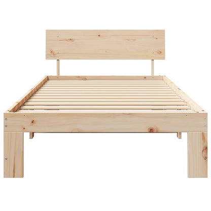 vidaXL Bed Frame with Headboard Natural 90 x 190 cm Solid Pine Wood