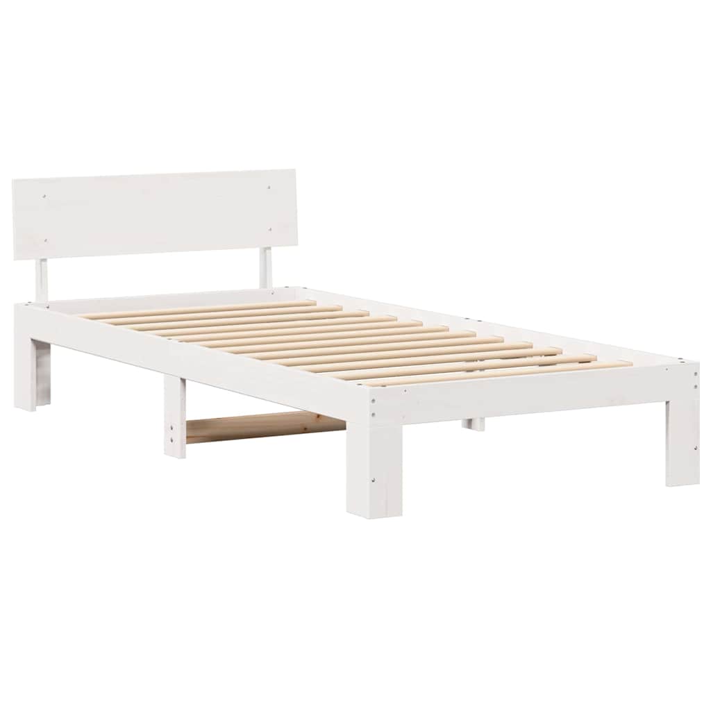 vidaXL Bed Frame with Headboard White 90 x 190 cm Solid Pine Wood