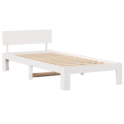 vidaXL Bed Frame with Headboard White 90 x 190 cm Solid Pine Wood