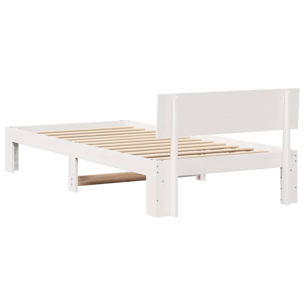 vidaXL Bed Frame with Headboard White 90 x 190 cm Solid Pine Wood