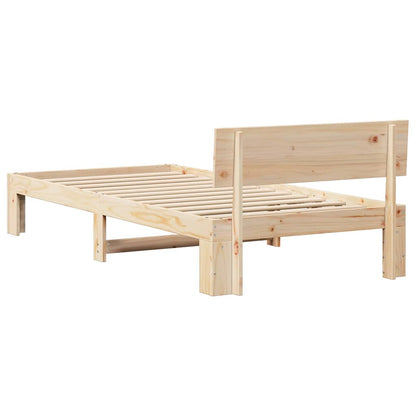 vidaXL Bed Frame with Headboard Natural 75 x 190 cm Solid Pine Wood