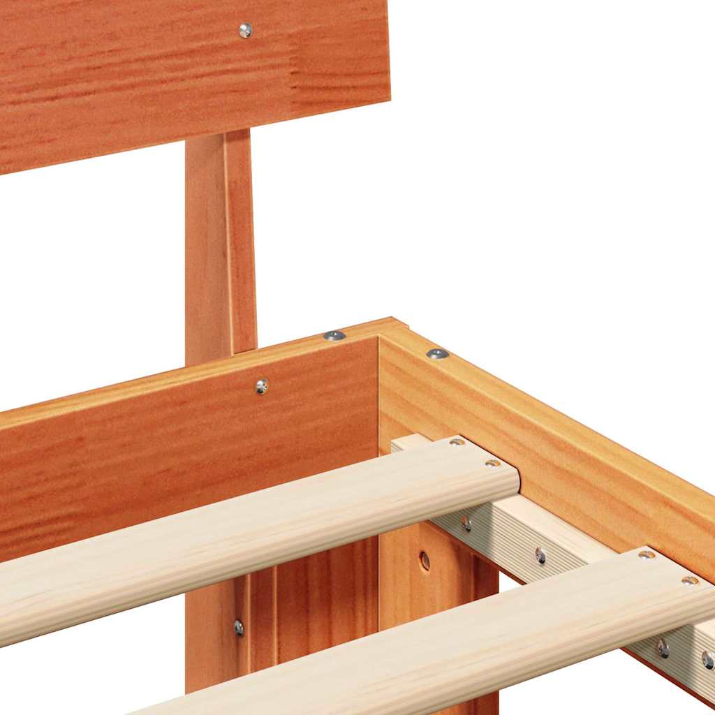 vidaXL Bed Frame with Headboard Wax Brown 75 x 190 cm Solid Pine Wood