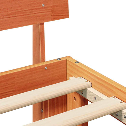 vidaXL Bed Frame with Headboard Wax Brown 75 x 190 cm Solid Pine Wood