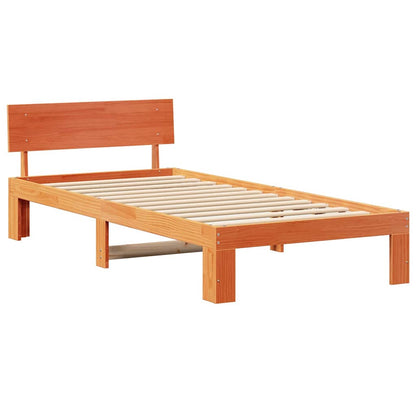 vidaXL Bed Frame with Headboard Wax Brown 75 x 190 cm Solid Pine Wood