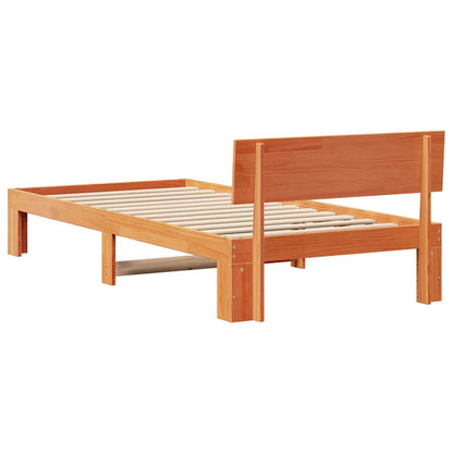 vidaXL Bed Frame with Headboard Wax Brown 75 x 190 cm Solid Pine Wood