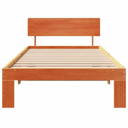 vidaXL Bed Frame with Headboard Wax Brown 75 x 190 cm Solid Pine Wood