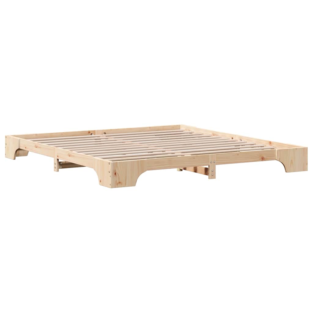 vidaXL Bed Frame Natural 200 x 200 cm Solid Pine Wood