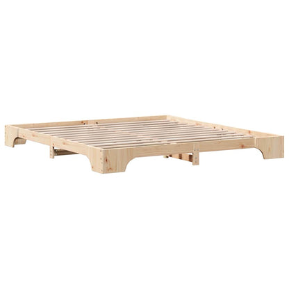vidaXL Bed Frame Natural 200 x 200 cm Solid Pine Wood
