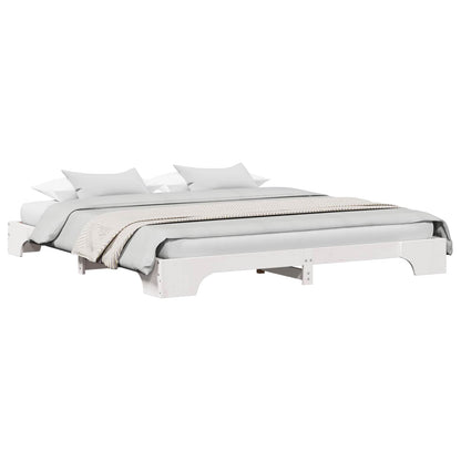 vidaXL Bed Frame White 200 x 200 cm Solid Pine Wood