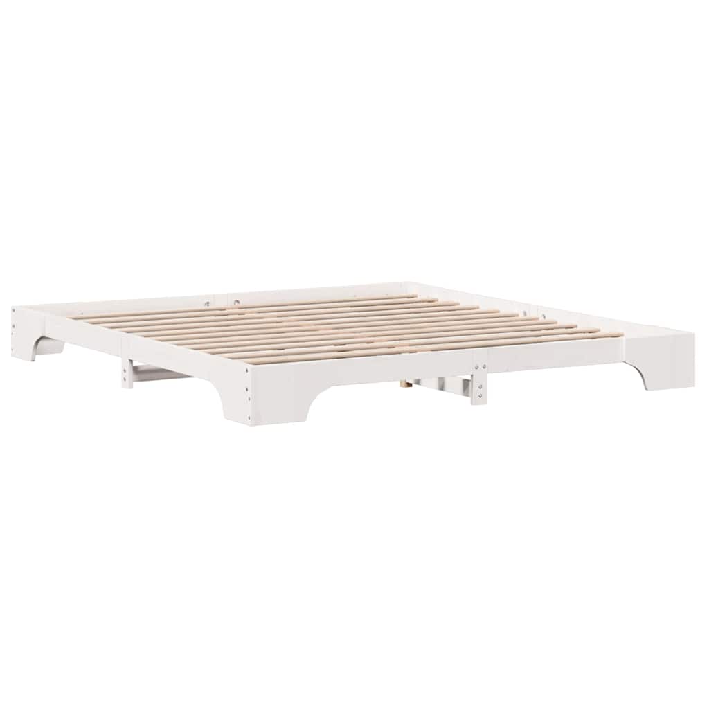vidaXL Bed Frame White 200 x 200 cm Solid Pine Wood