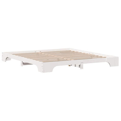 vidaXL Bed Frame White 200 x 200 cm Solid Pine Wood