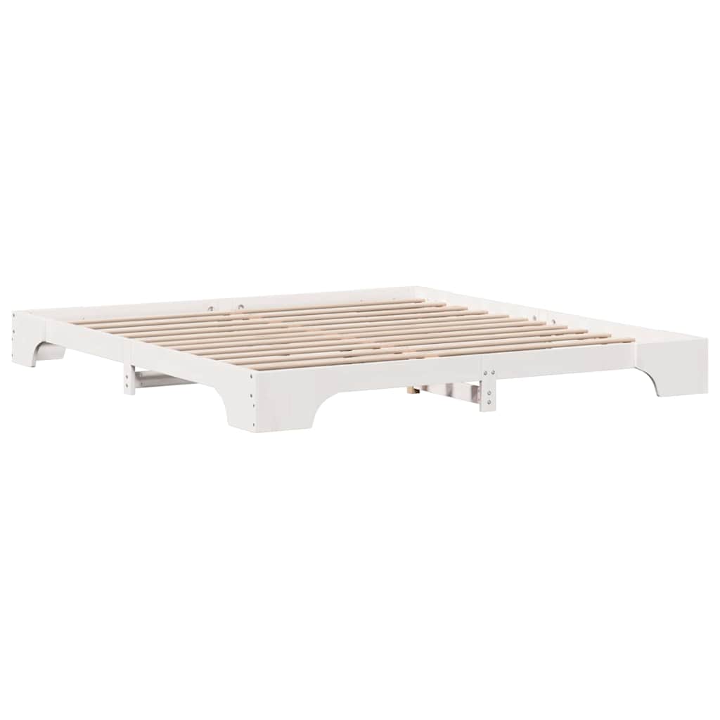 vidaXL Bed Frame White 200 x 200 cm Solid Pine Wood