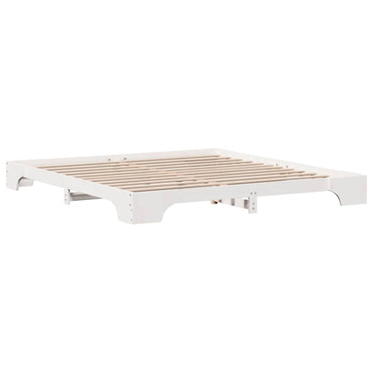 vidaXL Bed Frame White 200 x 200 cm Solid Pine Wood