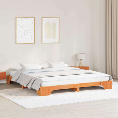 vidaXL Bed Frame Wax Brown 200 x 200 cm Solid Pine Wood