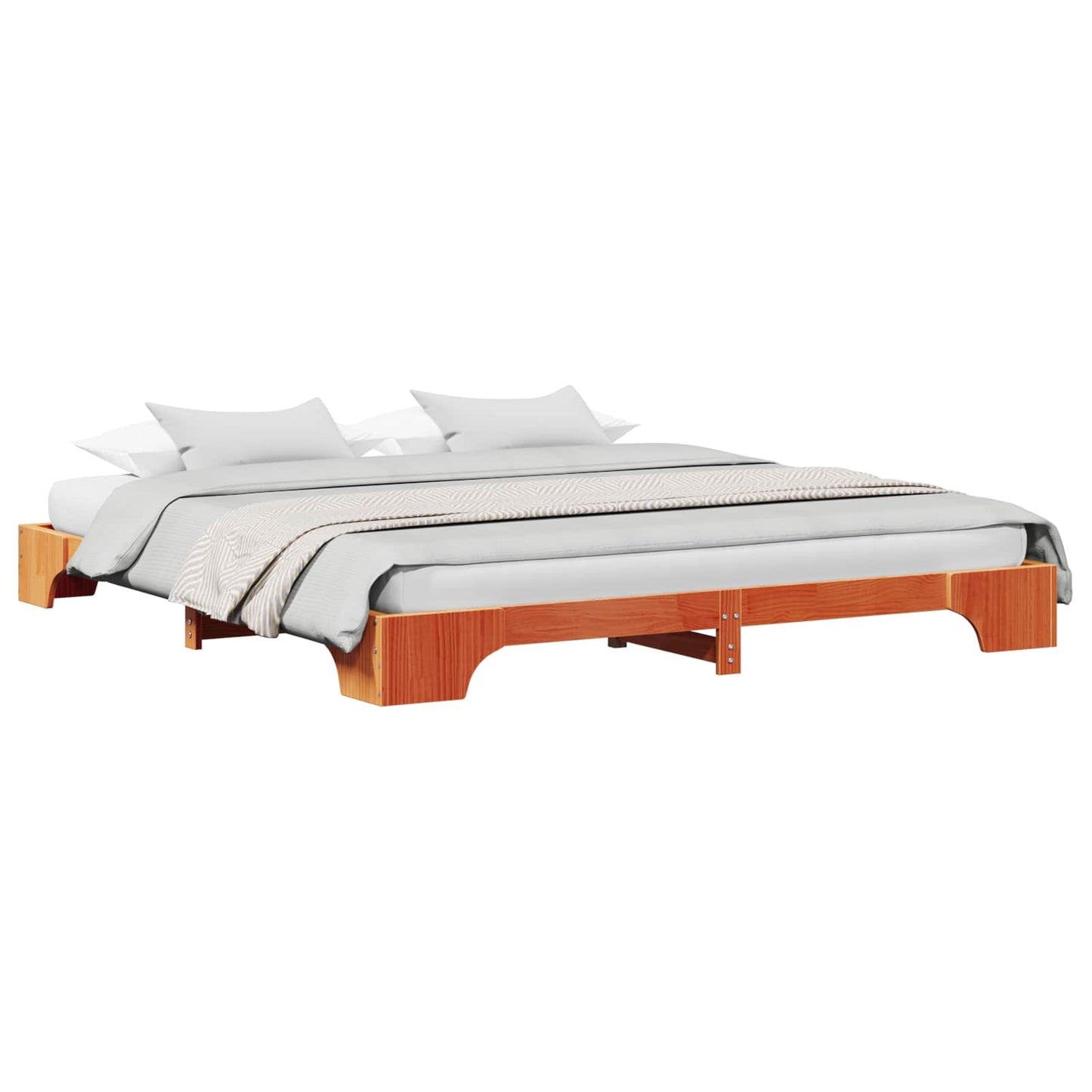 vidaXL Bed Frame Wax Brown 200 x 200 cm Solid Pine Wood