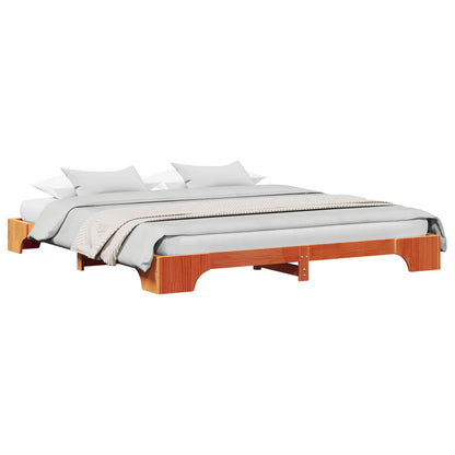 vidaXL Bed Frame Wax Brown 200 x 200 cm Solid Pine Wood