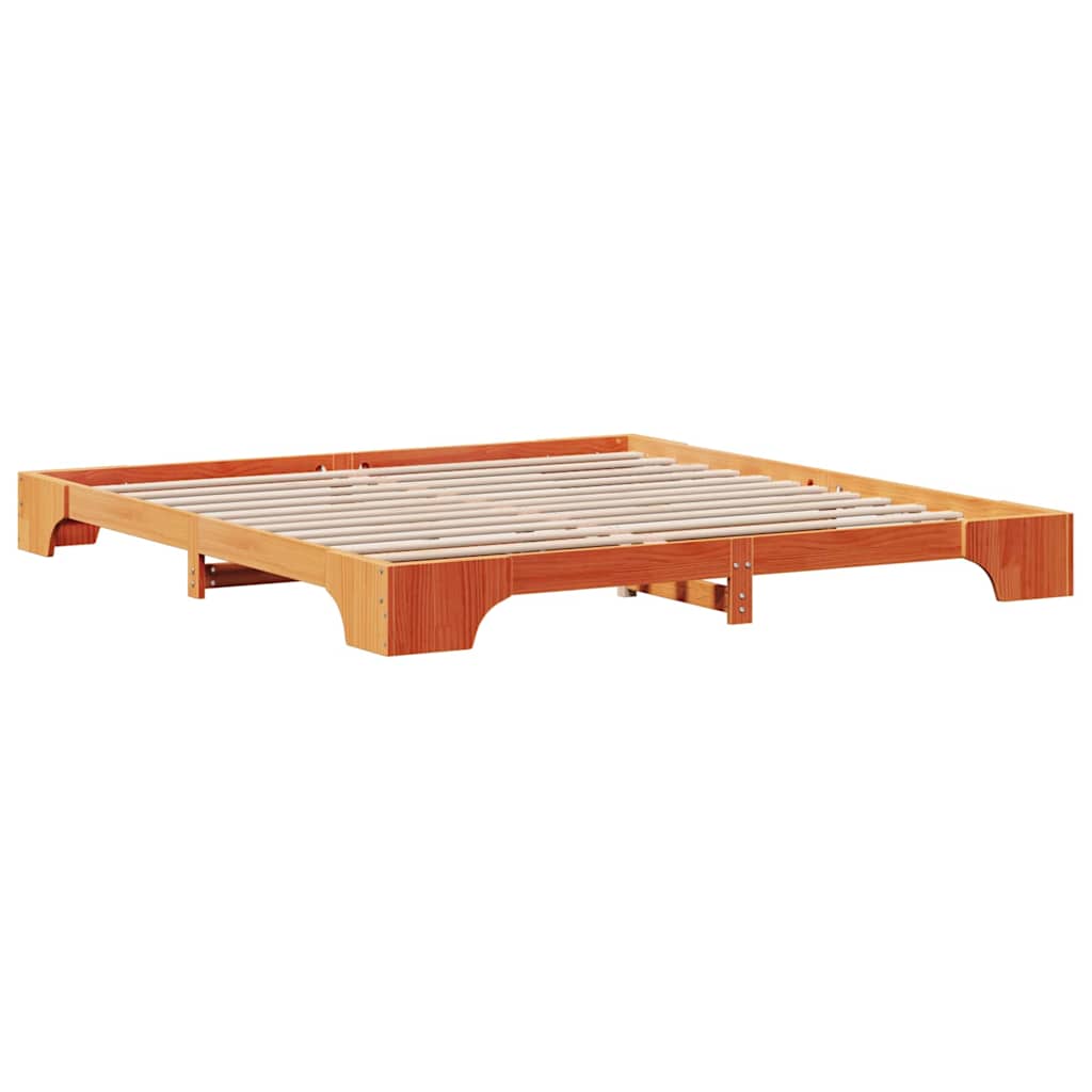 vidaXL Bed Frame Wax Brown 200 x 200 cm Solid Pine Wood