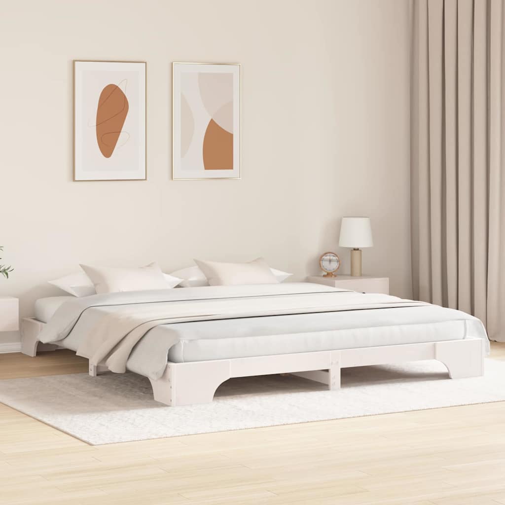 vidaXL Bed Frame White 180 x 200 cm Solid Pine Wood