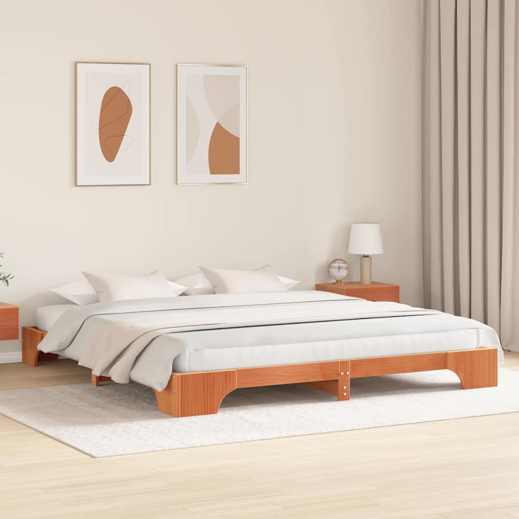vidaXL Bed Frame Wax Brown 180 x 200 cm Solid Pine Wood
