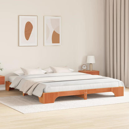 vidaXL Bed Frame Wax Brown 180 x 200 cm Solid Pine Wood