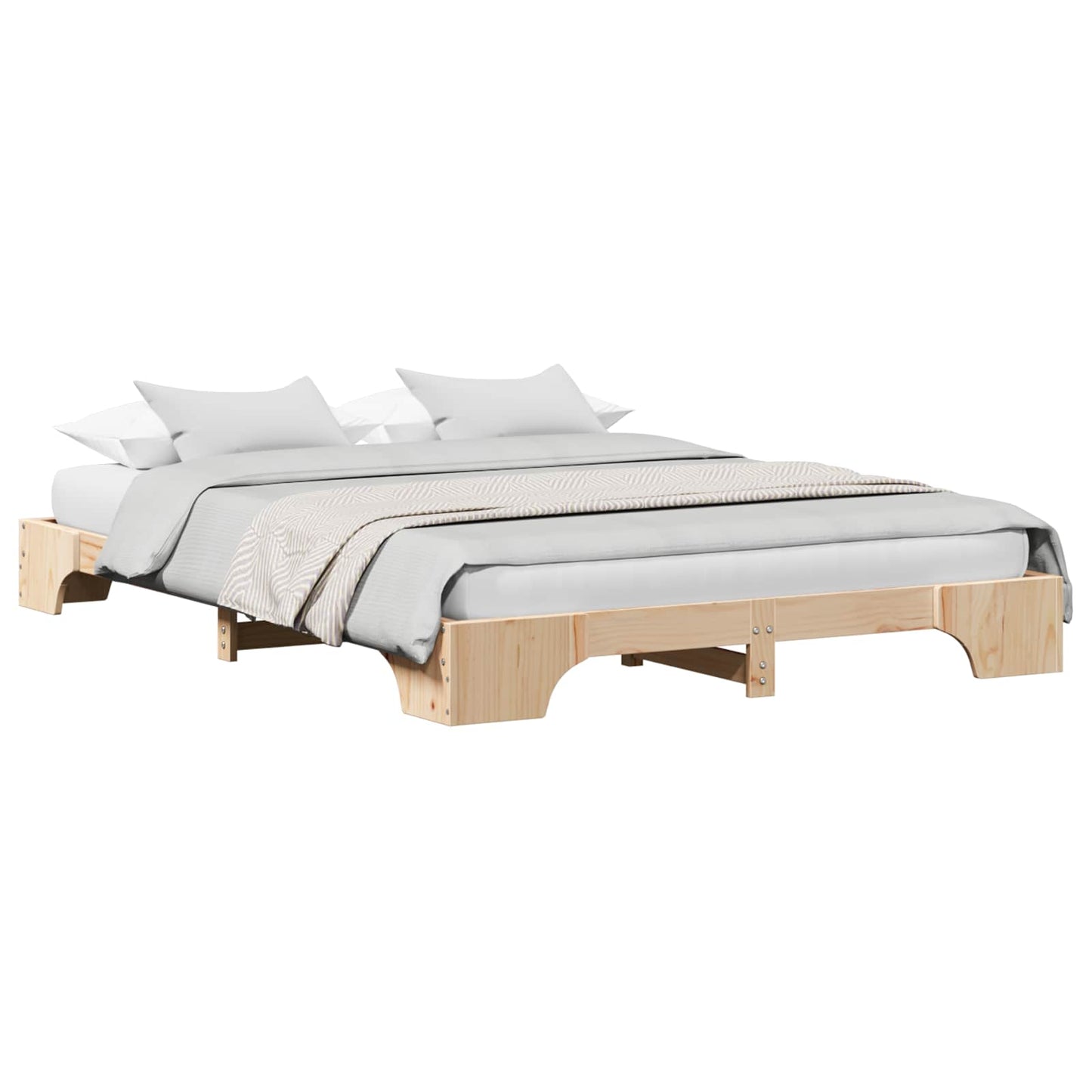 vidaXL Bed Frame Natural 160 x 200 cm Solid Pine Wood
