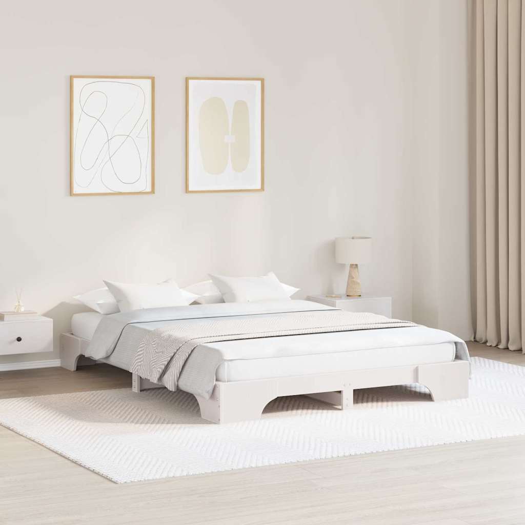 vidaXL Bed Frame White 160 x 200 cm Solid Pine Wood