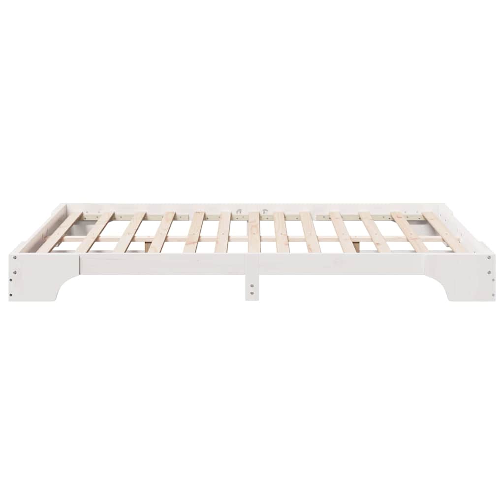 vidaXL Bed Frame White 160 x 200 cm Solid Pine Wood